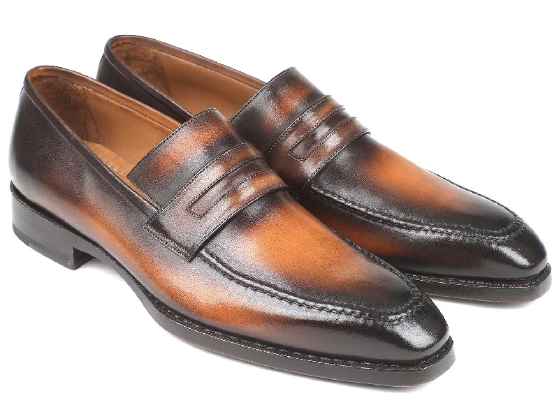 Paul Parkman Brown Burnished Goodyear Welted Loafers (ID#36LFBRW)