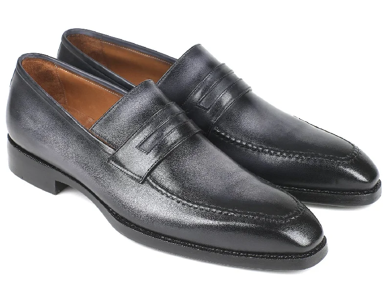 Paul Parkman Gray Burnished Goodyear Welted Loafers (ID#37LFGRY)