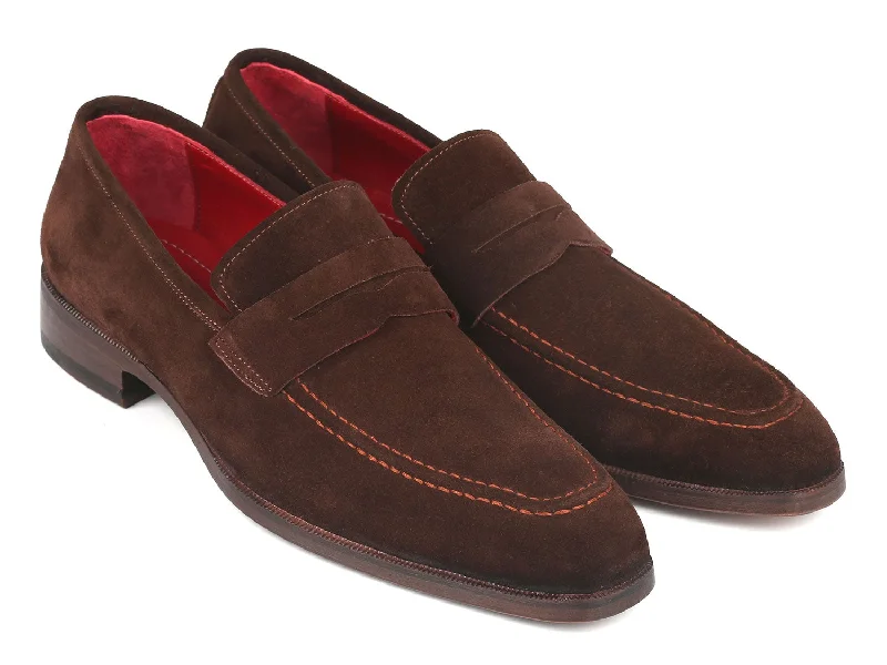 Paul Parkman Men's Penny Loafers Brown Suede (ID#10SD83)