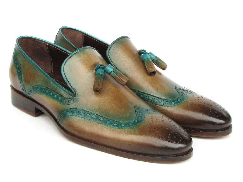 Paul Parkman Men's Tassel Loafers Olive & Green Patina (ID#WL667-OLV)