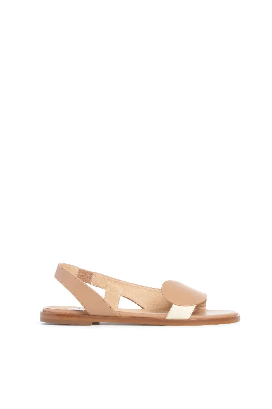 Pippa Flat Sandal in Ivory & Nude Nappa Leather