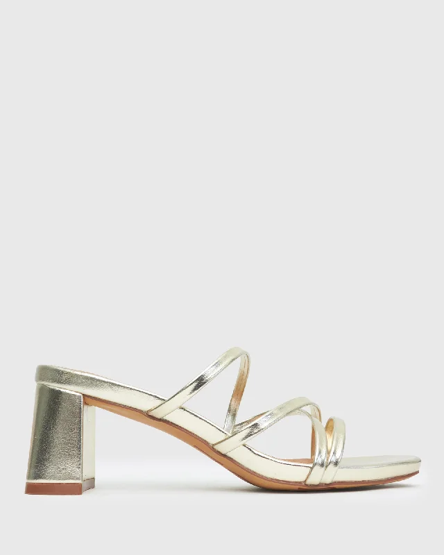 PRAISE Strappy Block Heel Mules