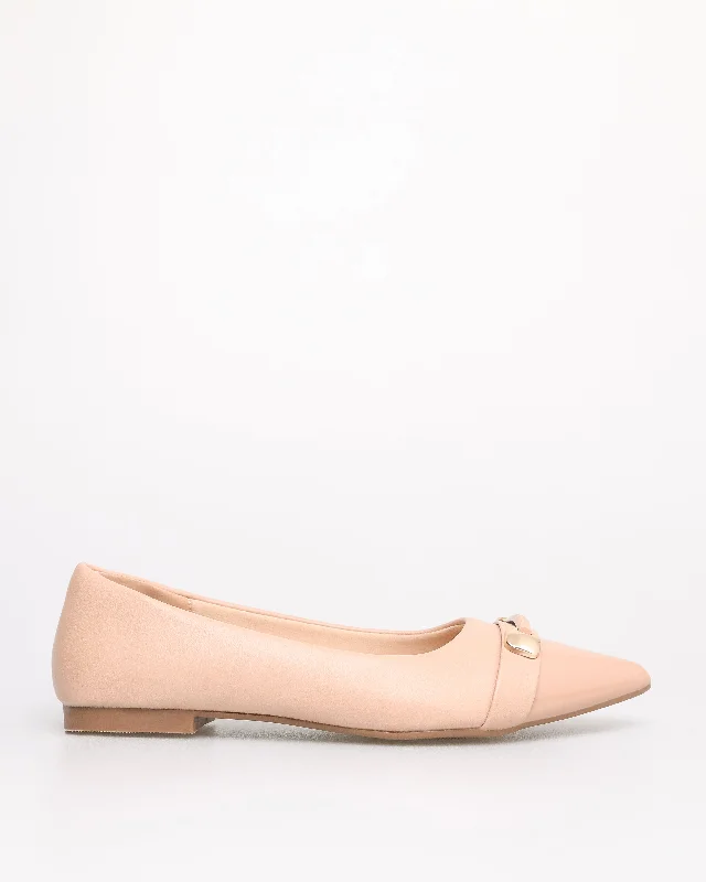 Tomaz NN374 Ladies Pointy Elegance Band Flats (Beige)