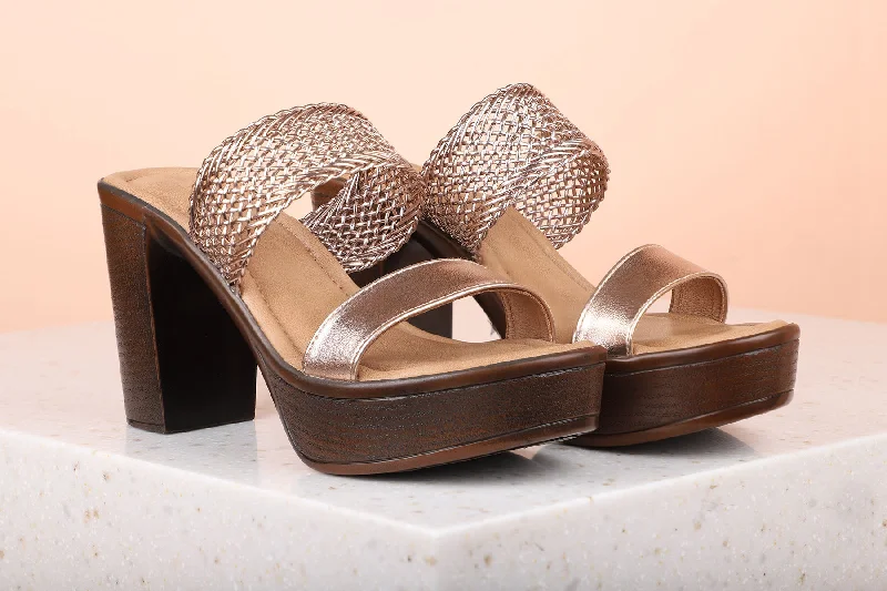 Women Rose gold Solid Sandals