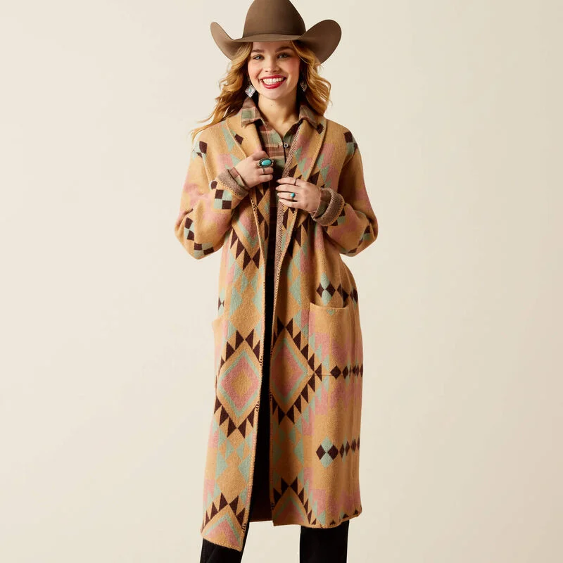 Sunset Chic Blanket Coat - Spark Geo Jacquard