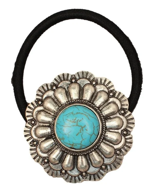 Turquoise Flower Concho Hair Tie