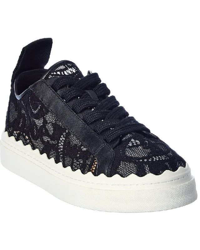 Chloe Lauren Lace & Leather Sneaker