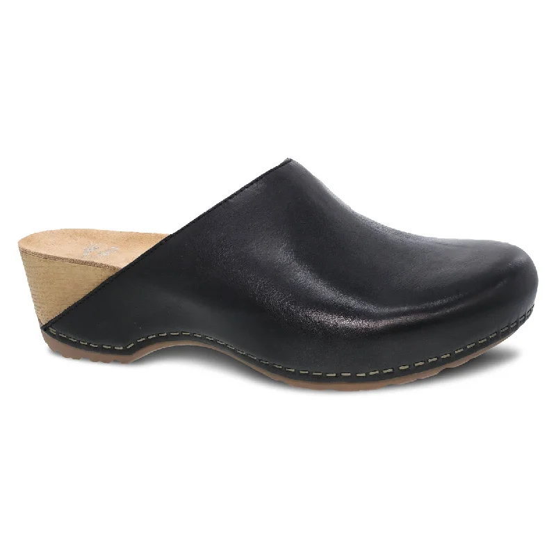 Women's Talulah Milled Burnished Mule Clog - Black