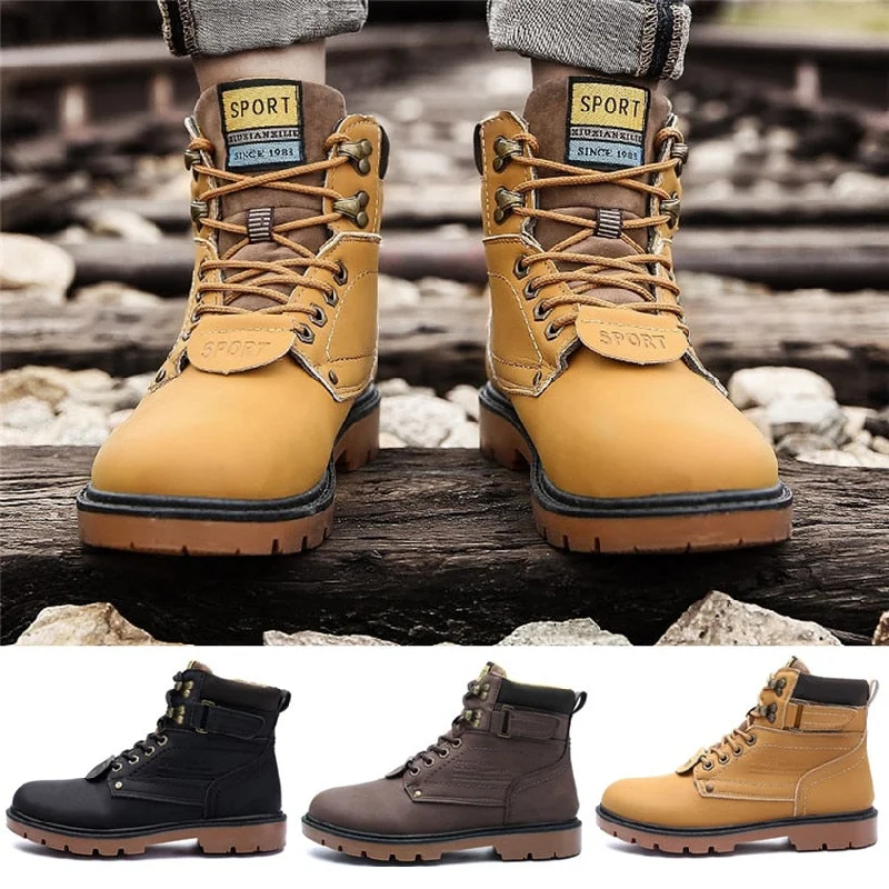 Men Outdoor Sneakers Wear-resistant Lace-up Hiking Shoes