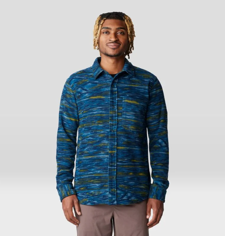 Men's Microchill Long-Sleeve Shirt - Dark Caspian Stria Print