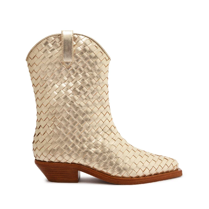 Cicera Woven Metallic Leather Bootie