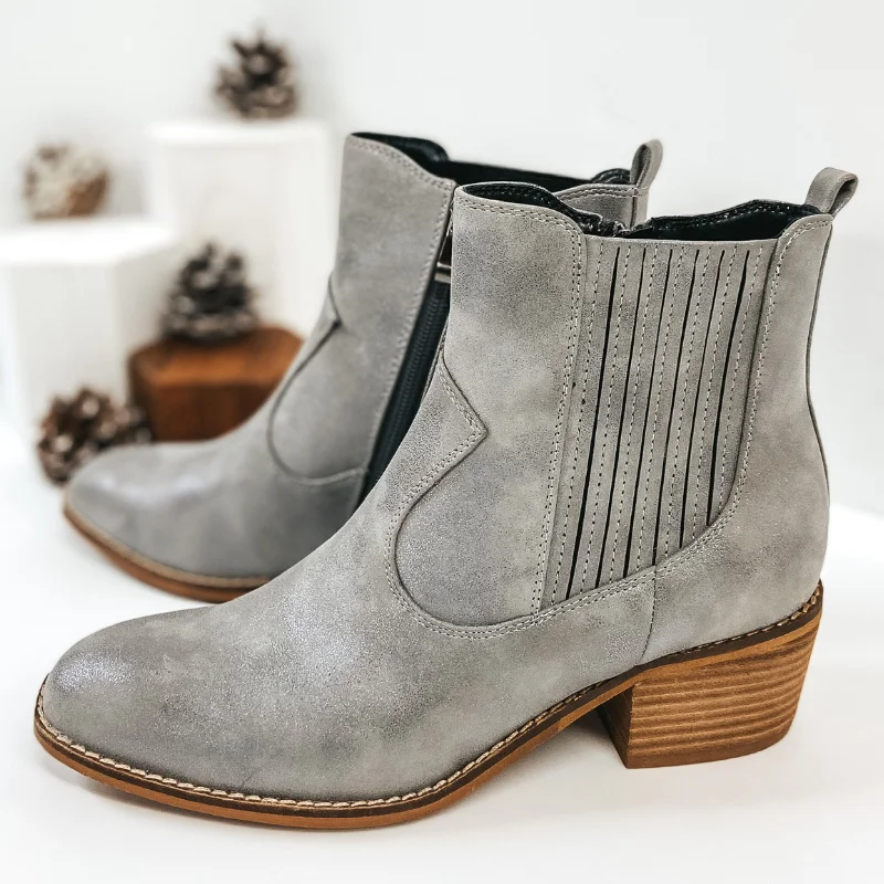 Corky's | Starboard Zip Up Ankle Booties in Grey Metallic