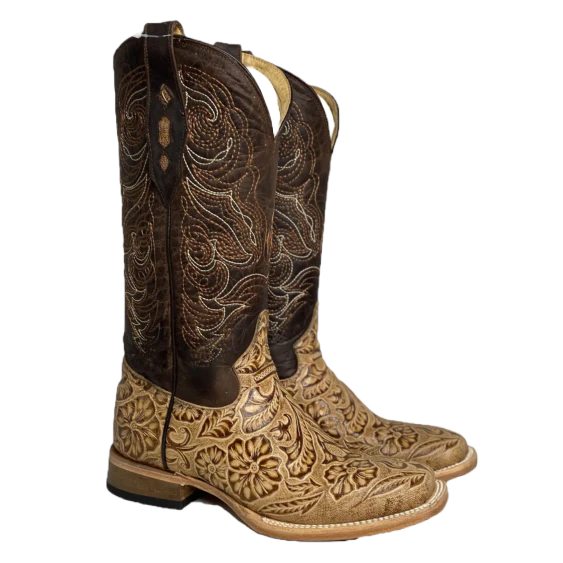 Cowtown Ladies Oryx Leather Wide Square Toe Boots Q452