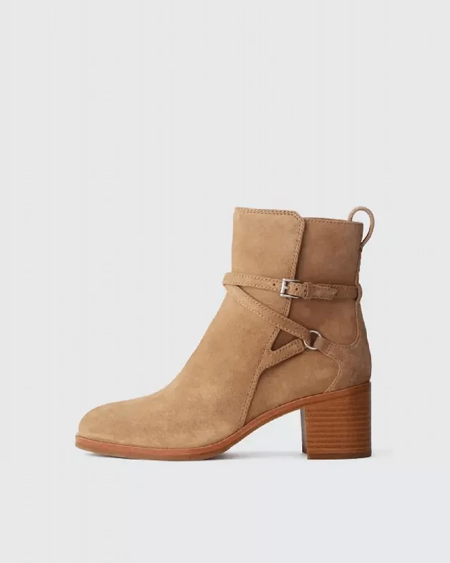 Hazel Buckle Boot In Camel Suede