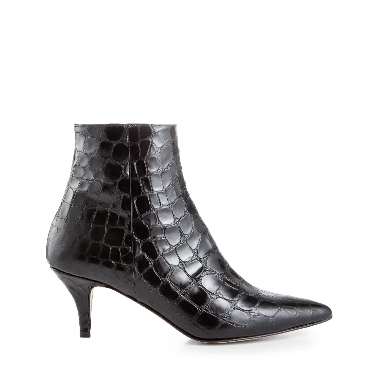 Bambi Faux Croco Black Boots