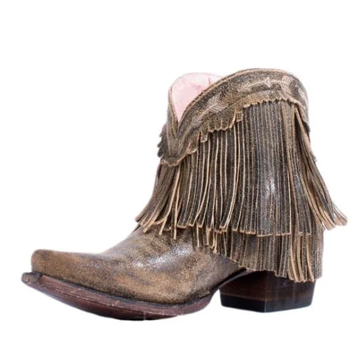 Junk Gypsy Lane Ladies Spitfire Distressed Tan Fringe Bootie JG0007H