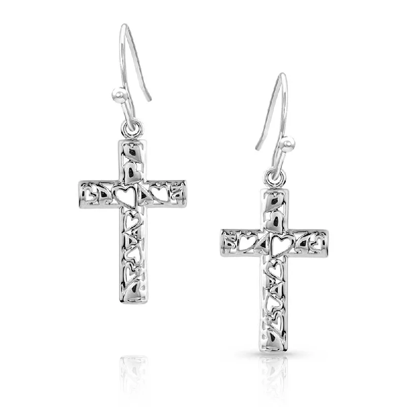 Montana Silversmiths Heartfelt Faith Cross Earrings