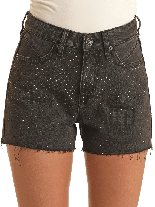 Rock & Roll Denim BW68D03553 Womens Studded Shorts Black