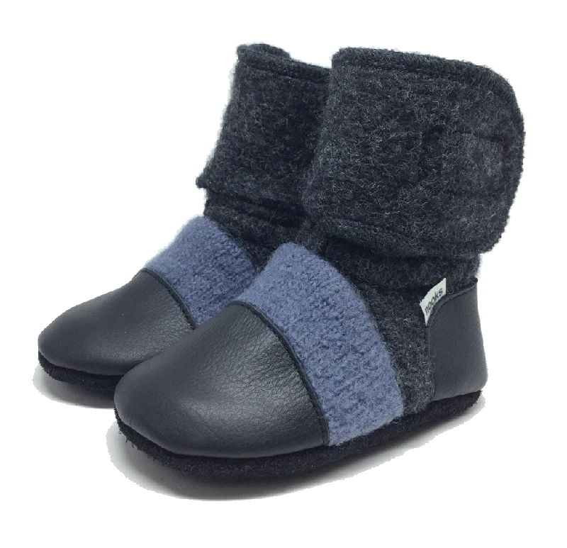 Steel Blue Felted Wool Booties