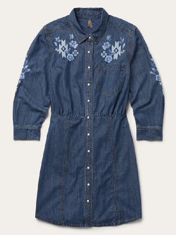 Stetson 11-057-0594-2045 Womens Shirt Dress Dark Blue Denim