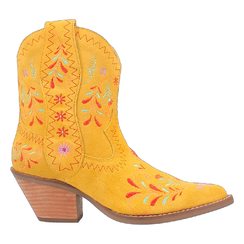 Sugar Bug Floral Embroidery Round Toe Cowboy Booties