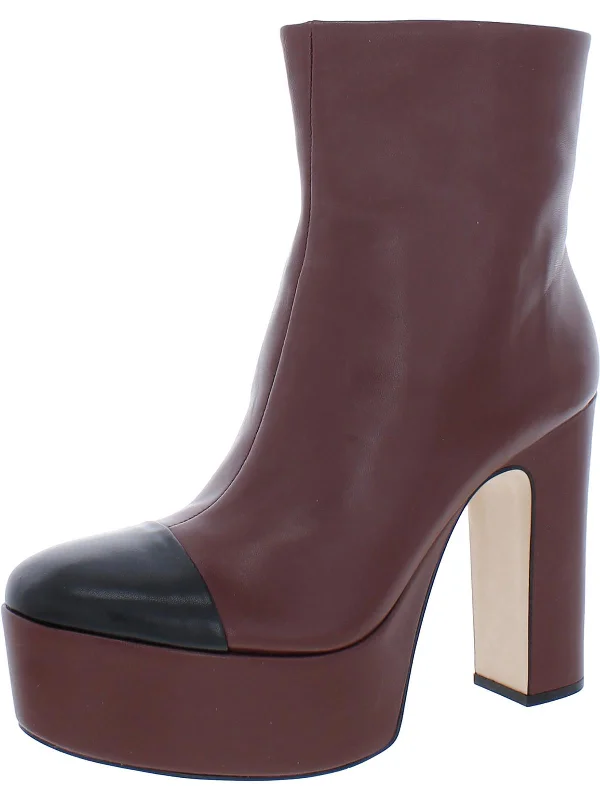 Valeria Womens Leather Platforms Booties