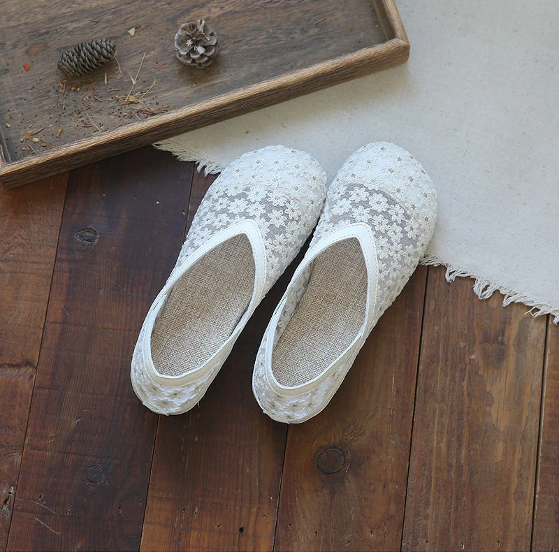 Women Retro Casual Breathable Canvas Flats