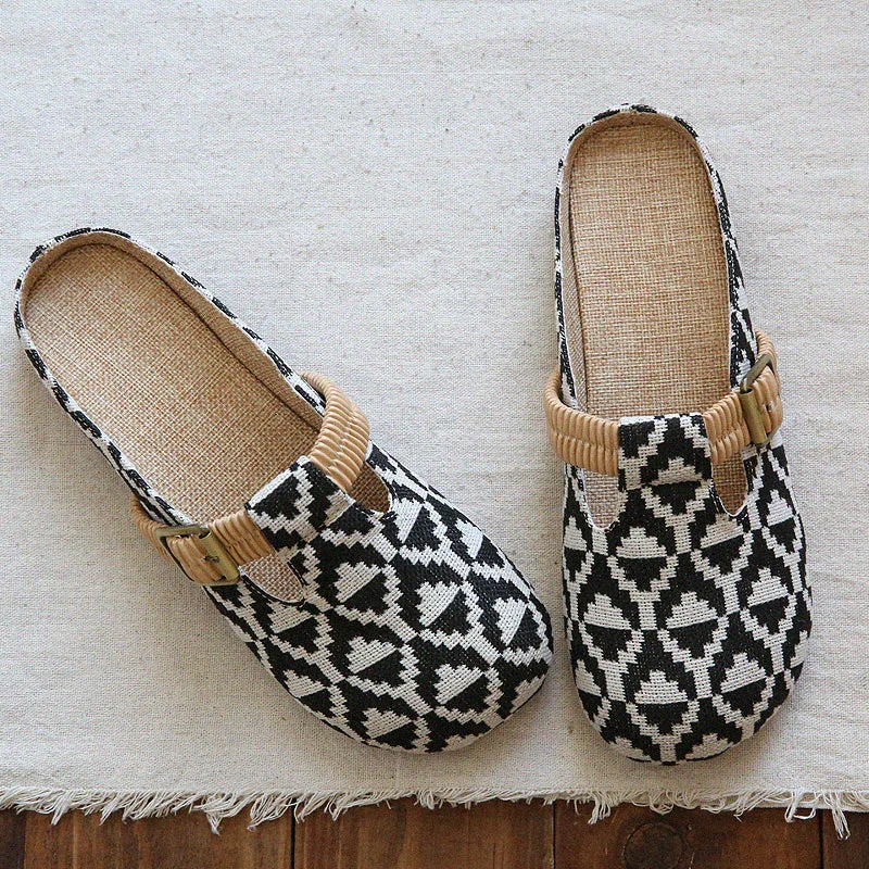 Women Summer Casual Handmade Flat Linen Mules